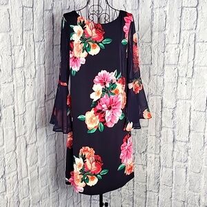 J‎ HOWARD Large Pink and Blue Floral Dress Size 6
